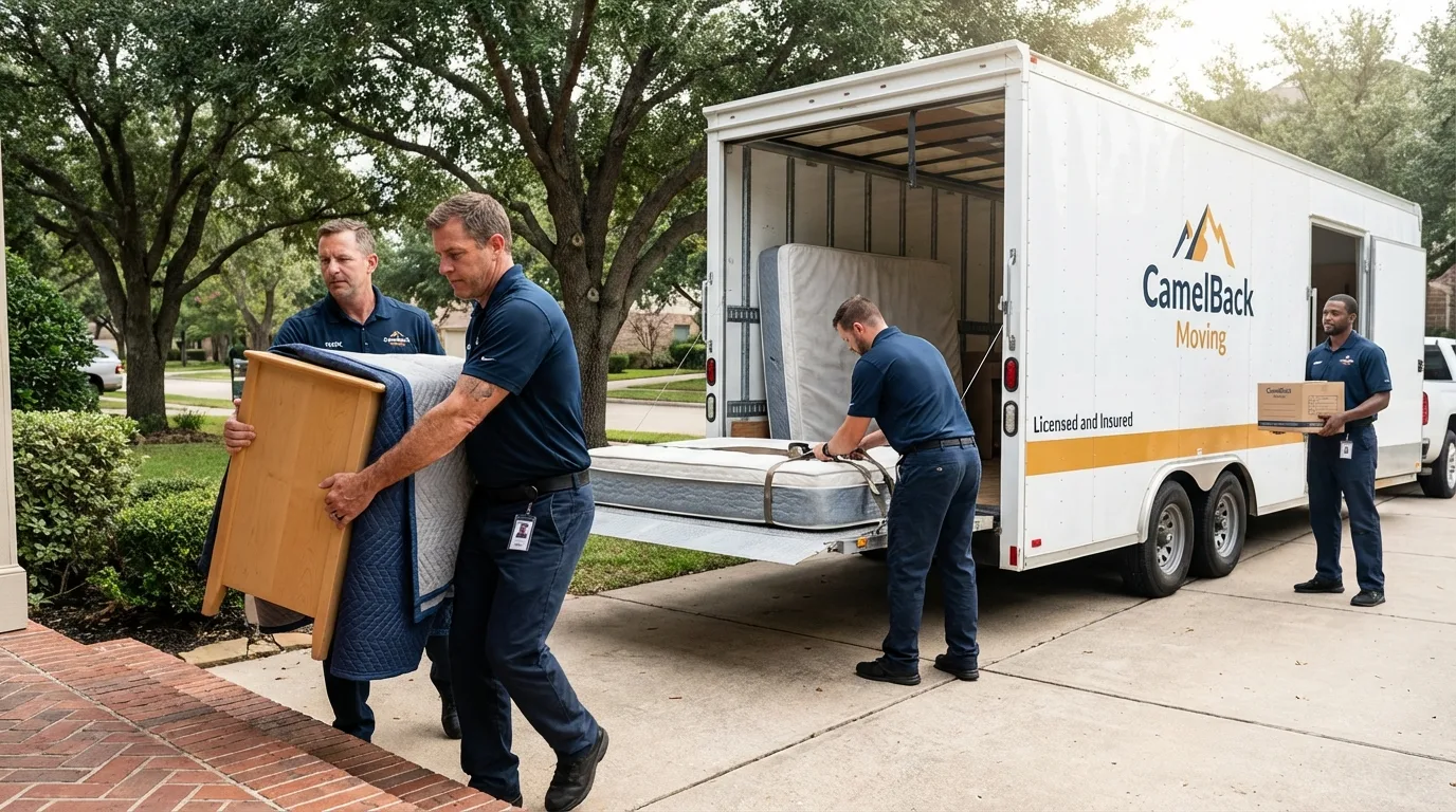 Crew loading residential truck for cross-state move from Springfield, MA